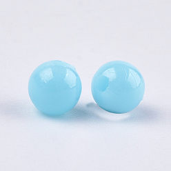 Light Blue Opaque Plastic Beads, Round, Light Blue, 6x5.5mm, Hole: 1.8mm, about 4790pcs/500g