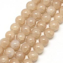 Wheat Baking Painted Crackle Glass Bead Strands, Round, Wheat, 6mm, Hole: 1.3~1.6mm, about 133pcs/strand, 31.4 inch