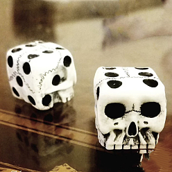 White Resin Skull Dices, Party Board Game Toy, White, 18x17x17mm