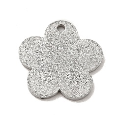 Stainless Steel Color 304 Stainless Steel Pendants, Textured, Flower, Stainless Steel Color, 11.5x12x1mm, Hole: 1mm
