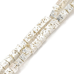 с Покрытием Серебра Гальванические бусины из натуральной лавы, кубические, со серебряным покрытием, 2~2.5x2~2.5x2~2.5 мм, отверстие : 0.8 мм, около 177 шт / нитка, 15.75'' (40 см)