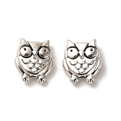Antique Silver Tibetan Style Alloy Beads, Cadmium Free & Lead Free, Owl, Antique Silver, 11x9.5x4mm, Hole: 1.6mm, about 980pcs/1000g