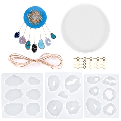 White Food Grade Planet DIY Silicone Pendant Molds Kits, Decoration Making, Resin Casting Molds, For UV Resin, Epoxy Resin Jewelry Making, White, 150~190x115~190x5~10mm, 25pcs/set