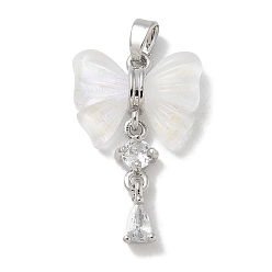 Белый Дым Подвески из платиновой стойки с покрытием из латуни, cmолой, долговечный, без свинца и без кадмия, бантом, разноцветные, серый, 26x16.5x5 мм, отверстие : 4x2.5 мм