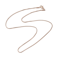 Rose Gold Ion Plating(IP) 304 Stainless Steel Box Chain Necklace for Men Women, Rose Gold, 17.32~17.52 inch(44~44.5cm)