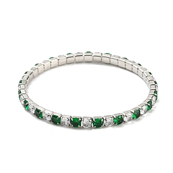 Green 304 Stainless Steel Bracelets, Cubic Zirconia Tennis Bracelets for Women, Platinum, Green, 1/8 inch(0.4cm), Inner Diameter: 2 inch(5cm)
