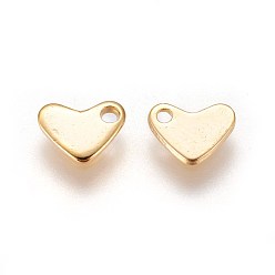 Golden 304 Stainless Steel Charms, Stamping Blank Tag, Heart, Golden, 5.5x7.5x0.9mm, Hole: 1.2mm