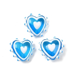Озёрно--синий Бусины лэмпворк , сердце, с эмалью, Плут синий, 15~15.5x16.5x8.5~9.5 мм, отверстие : 1.4 мм