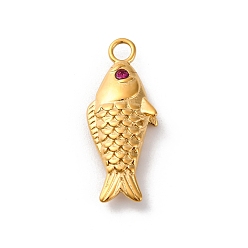 Роза 304 из нержавеющей стали горный хрусталь подвески, реальный 14 k позолоченный, рыбы прелести, ионное покрытие (ip), роза, 30.5x12x5 мм, отверстие : 3 мм