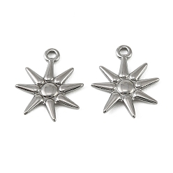 Нержавеющая Сталь Цвет 304 подвески из нержавеющей стали, подвески в виде солнечных звезд, цвет нержавеющей стали, 21.5x18x2 мм, отверстие : 2 мм