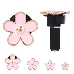 Pearl Pink Daisy Flowers Alloy Enamel Car Air Vent Decorations, Cute Automotive Interior Trim, with Perfume Pad and Magnetic Claspss, Different Sizes, Pearl Pink, 4pcs/set
