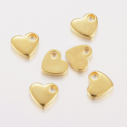 Golden 304 Stainless Steel Charms, Stamping Blank Tag, Heart, Golden, 6x7x1.5mm, Hole: 2mm