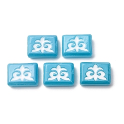 Светло-Голубой Бусины лэмпворк , прямоугольник с амулетом, Небесно-голубой, 12x16x5.5~6 мм, отверстие : 1.2 мм