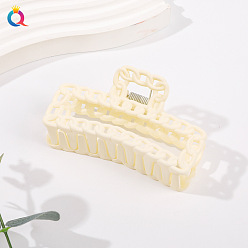 Matte Square Chain Clamp - Milk White Square Chain Hair Clip with Hollow Design for Updo Hairstyles and Shark Jaw Grip - Matte Finish