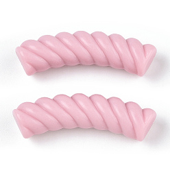 Pink Непрозрачные акриловые бусины, твист, изогнутая трубка, розовые, 33x10.5x8.5 мм, отверстие : 1.6 мм, о 308 шт / 500 г.