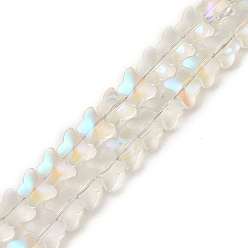 WhiteSmoke Electroplate Transparent Glass Beads Strands, Full Rainbow Plated, Butterfly, WhiteSmoke, 6.3x8x5.2mm, Hole: 0.9mm, about 110pcs/strand, 25.98 inch(66cm)