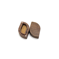 PeachPuff Wood Ring Storage Box, Ring Magnetic Gift Case with Velvet Inside, Leaf, PeachPuff, 6x4cm