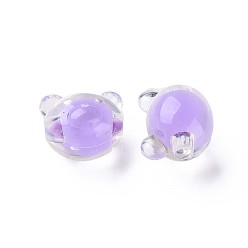 Lilac Transparent Acrylic Beads, Bead in Bead, Bear, Lilac, 16x18x15.5mm, Hole: 3mm, about 220pcs/500g