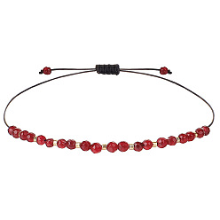Красный Камень Браслеты из бисера ручной работы из натуральной окрашенной красной яшмы для женщин и мужчин, со стеклянными бисеринами, граненые, внутренний диаметр: 5/8 дюйм (1.5 см) ~ 1-1/8 дюйм (3 см)
