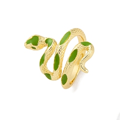 Зеленый лайм Латунные эмалевые манжеты для женщин, змея, стойки покрытие, без кадмия и без свинца, прочное покрытие, зеленый лайм, внутренний диаметр: 18 мм