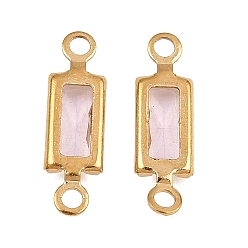 Pink 304 Подвески-коннекторы из нержавеющей стали для стекла, прямоугольник ссылки, граненые, ионное покрытие (ip), долговечный, реальный 18 k позолоченный, розовые, 12.5x4x2 мм, отверстие : 1.2 мм