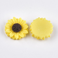 Yellow Resin Pendants, Sunflower, Yellow, 24x7mm, Hole: 1mm