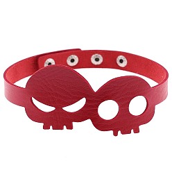 Red Bold Skull Necklace for Halloween Costume - Statement Choker Collar Chain Jewelry