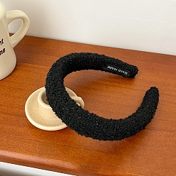 Черный Однотонная повязка для волос из плюшевой ткани, широкие аксессуары для волос для женщин и девочек, чёрные, 140 мм