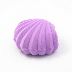 Plum Shell Shaped Velvet Jewelry Storage Boxes, Jewelry Gift Case for Rings, Plum, 10x10x3.8cm