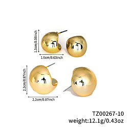 Золотой 2 пары элегантных модных пластиковых сережек, круглые, золотые, 22~16x22~15 мм