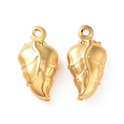 Golden 304 Stainless Steel Pendants, Leaf, Golden, 15x7.5x4mm, Hole: 1mm