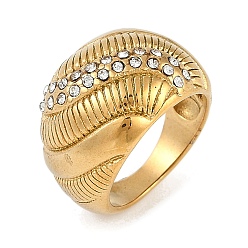 Золотой Ионное покрытие (ip) 304 кольца из нержавеющей стали со стразами, широкие кольца для женщин, золотые, 15 мм, размер США 10 (19.8 мм)