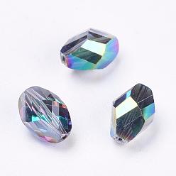 Colorful Imitation Austrian Crystal Beads, Grade AAA, Faceted, Oval, Colorful, 6x8mm, Hole: 0.7~0.9mm