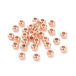 Rose Gold 304 Stainless Steel Beads, Round, Rose Gold, 4x3mm, Hole: 2mm