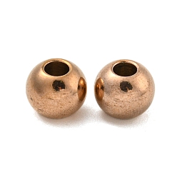 Rose Gold Round Ion Plating(IP) 202 Stainless Steel Beads, Rose Gold, 8x6.5mm, Hole: 3.5mm