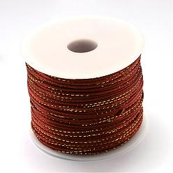 Saddle Brown Metallic Stain Beads String Cords, Nylon Mouse Tail Cord, Saddle Brown, 1.5mm, about 100yards/roll(300 feet/roll)