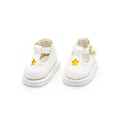 White Star Pattern Cloth Doll Shoes, for BJD Doll Accessories, White, 30x17mm