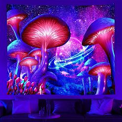 Mushroom UV Reactive Blacklight Trippy Wall Hanging Tapestry, Hippie Plant Mushroom Tapestry for Home Decoration, Rectangle, Mushroom, 750x1000mm