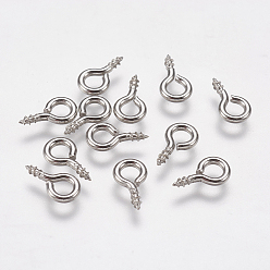 Stainless Steel Color 304 Stainless Steel Screw Eye Pin Peg Bails, For Half Drilled Beads, Stainless Steel Color, 9x5x1mm, Hole: 2.5mm