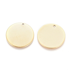 Golden Ion Plating(IP) 304 Stainless Steel Pendants, Stamping Blank Tag, Flat Round, Golden, 20x1mm, Hole: 1.4mm