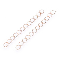 Rose Gold Iron Chain Extender, Curb Chains, Nickel Free, Rose Gold, 50mm, Link: 5~5.5x3.5~4x0.5mm