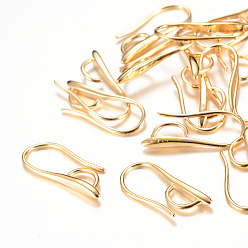 Light Gold Brass Earring Hooks, with Horizontal Loop, Light Gold, 21x2.5mm, Hole: 3mm, 20 Gauge, Pin: 0.8mm