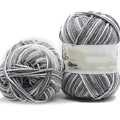 Gray 5-Ply Segment Dyed Milk Cotton Yarn, for Knitting Hat Blanket Scarf Clothes, Gray, 2.5mm, 50g/skein