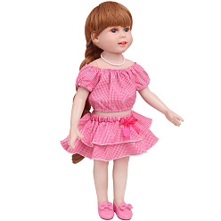 Cerise Grid Pattern Cloth Doll Dress Suit, Doll Clothes Outfits, Fit for 18 inch American Girl Dolls, Cerise, 310x235x140mm