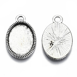 Antique Silver Tibetan Style Alloy Oval Pendant Cabochon Settings, Cadmium Free & Lead Free, Antique Silver, Tray: 18x13mm, 24x16x2mm, Hole: 2mm, about 675pcs/1000g