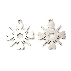 Stainless Steel Color 316L Surgical Stainless Steel Pendants, Laser Cut, Flower Charms, Stainless Steel Color, 17x16x1mm, Hole: 1.4mm