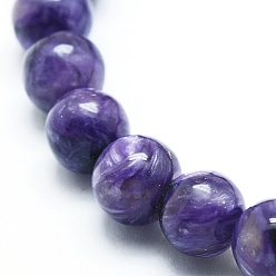 Чароит Эластичные браслеты унисекс с натуральным чароитом и бусинами, круглые, внутренний диаметр: 2-1/4 дюйм (5.7 см), бусина : 7 mm