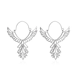02 White K 3233 Fashion Angel Wings Earrings Ethnic Style Hollow Eagle Earrings Peace Sign Earrings Stud Earrings