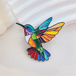 Colorful Enamel Pins, Alloy Brooches for Backpack Clothes, Hummingbird, Colorful, 45.5x46mm