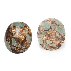Pale Turquoise Assembled Synthetic Bronzite and Aqua Terra Jasper Cabochons, Dyed, Oval, Pale Turquoise, 40x30x7.5~8.5mm